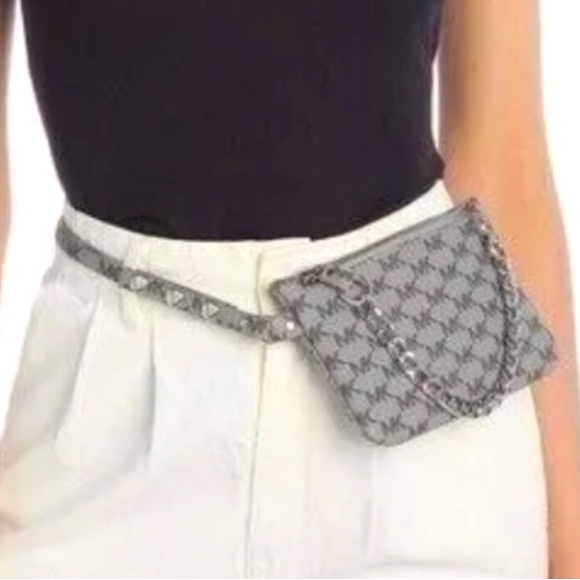 Belt Bag Michael Kors Blue w/ Silver Signature Logo Fanny Pack Size 8.25”x5.25” - Picture 1 of 10